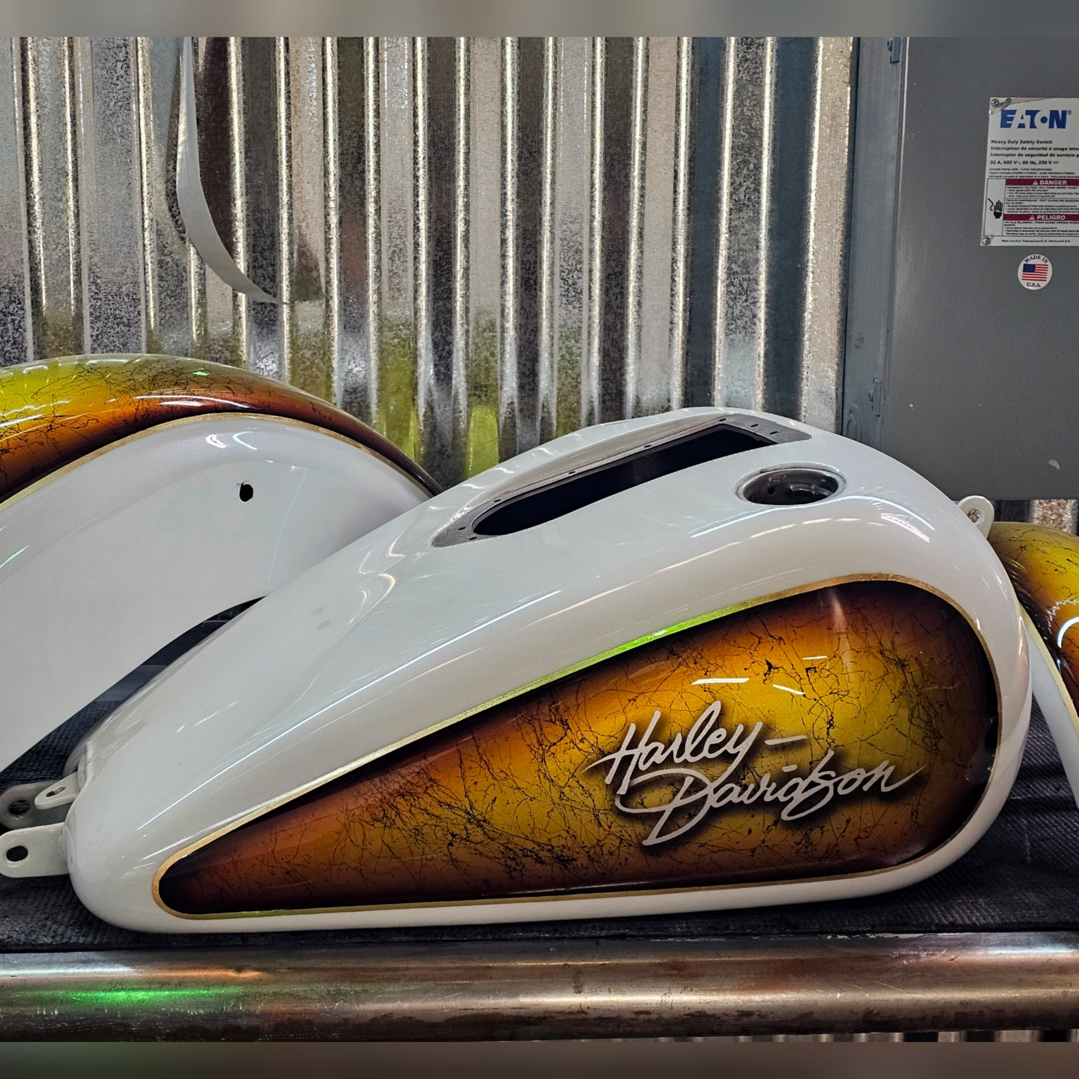 Custom Painted Harley Davidson Dyna Wide Glide tin set