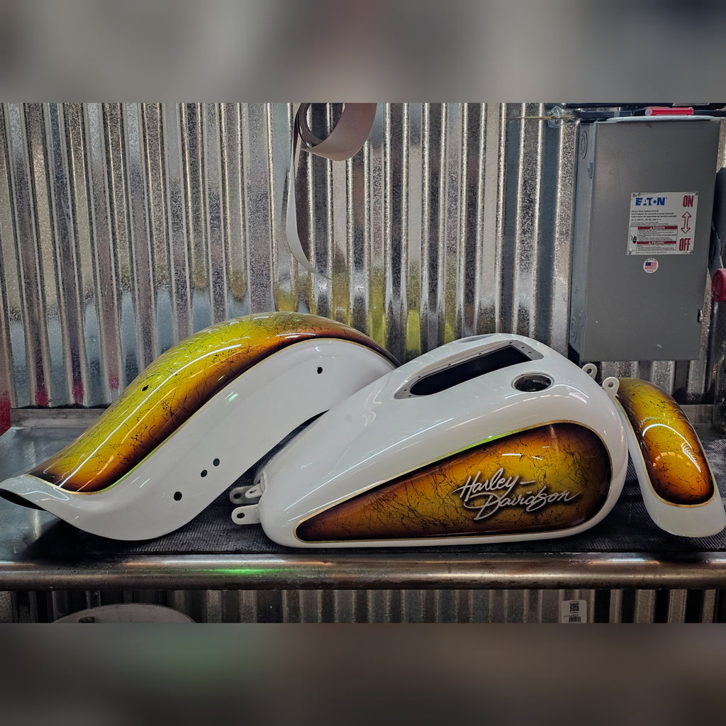 Custom Painted Harley Davidson Dyna Wide Glide tin set